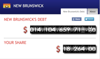 New Brunswick Debt Clock officially rolling backwards